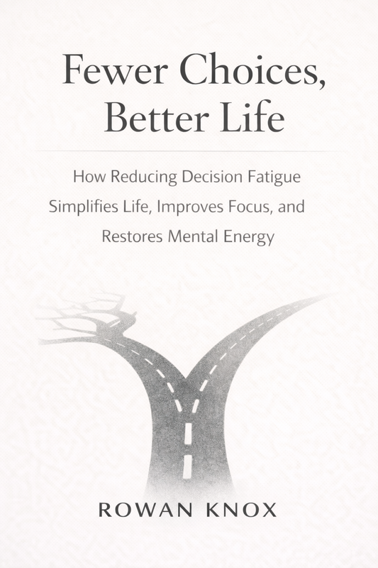 Book cover for Fewer Choices, Better Life by Rowan Knox, published by FMRA Publishing