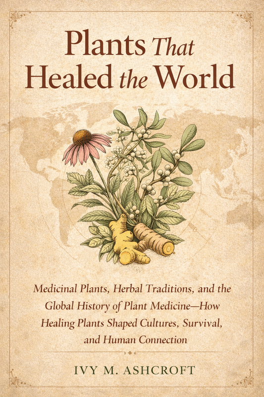 Book cover for Plants That Healed the World by Ivy M. Ashcroft, published by FMRA Publishing