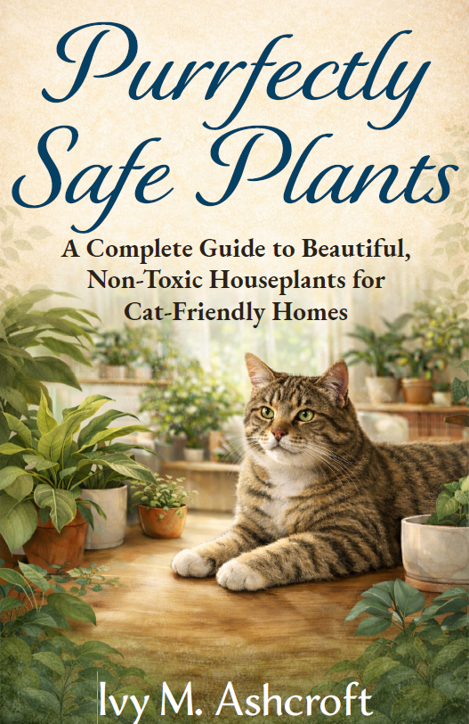 Book cover for Purrfectly Safe Plants by Ivy M. Ashcroft, published by FMRA Publishing