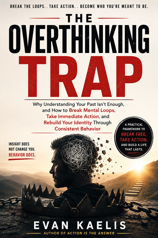 Book cover for The Overthinking Trap by Evan Kaelis, published by FMRA Publishing